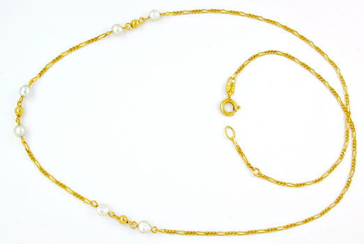 Foto 1 - Gelbgold Halskette, mit schönen Zuchtperlen Gelegenheit, S0878