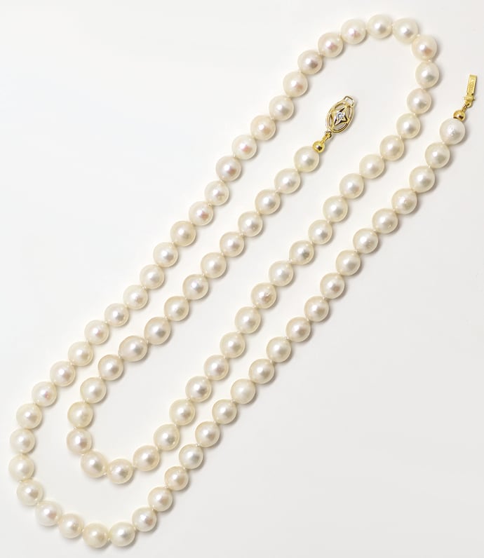 Foto 3 - Perlenkette 69cm mit Diamanten im Gold-Verschluss, S1885