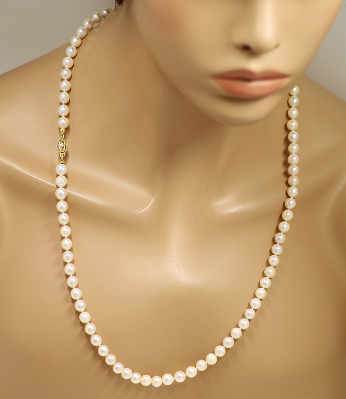 Foto 5 - Perlenkette 69cm mit Diamanten im Gold-Verschluss, S1885