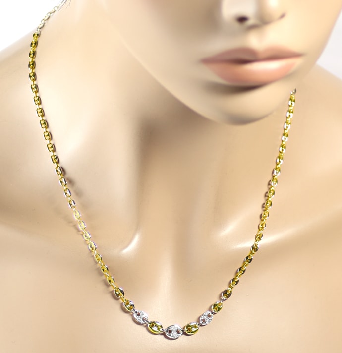 Foto 4 - Collier Gelbgold-Bohnenkette mit 15 Diamanten, S5927